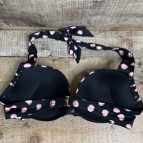 Victoria's Secret Miraculous Polka Dot Push Up Halter Bikini Top 34C Bottoms Med - Picture 6 of 15